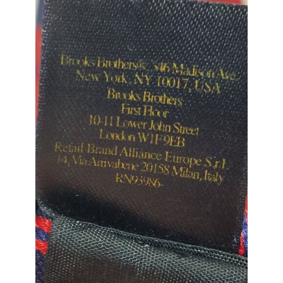 Brooks Brothers Red & Navy Blue Striped Silk Tie - Picture 3 of 9